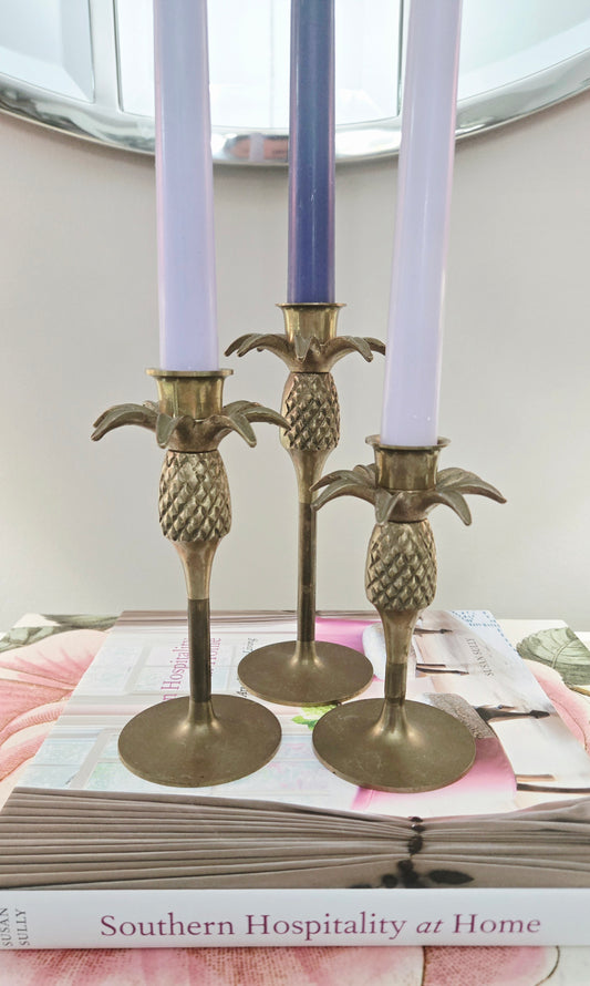 Vintage Brass Candlesticks - set of 3