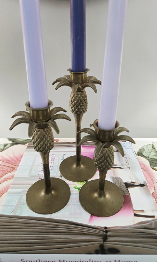 Vintage Brass Candlesticks - set of 3